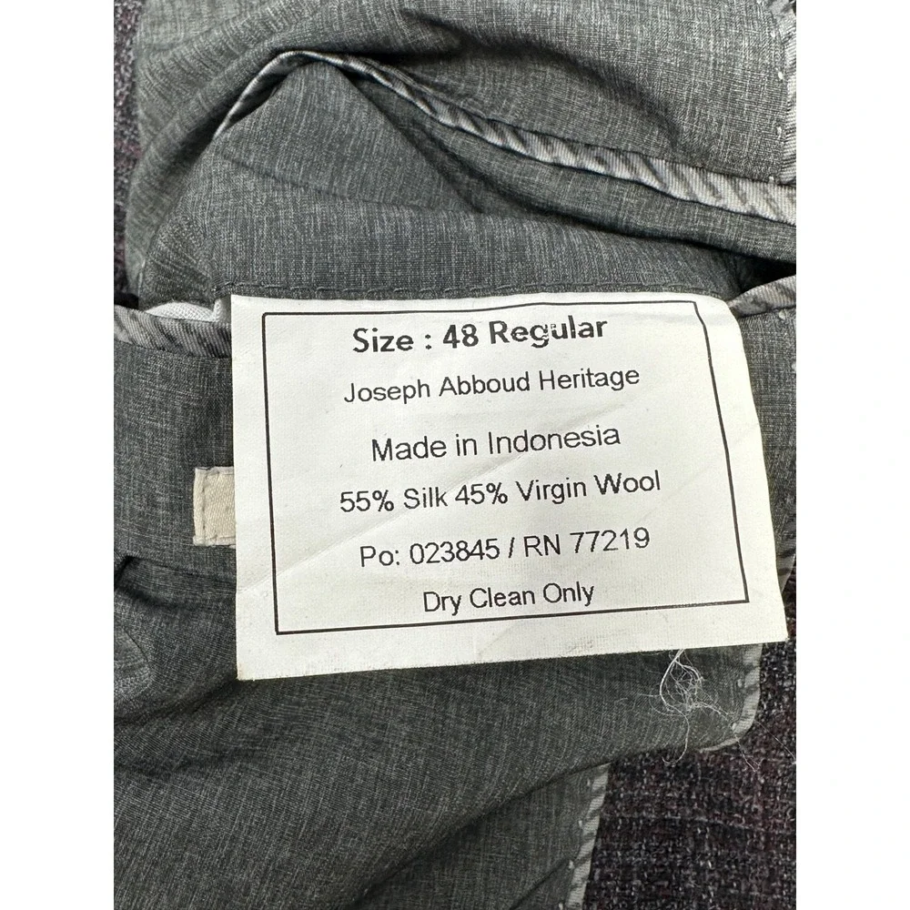 Joseph Abboud Sport Coat Mens 48R Lanificio di Pray Silk Wool Plaid Blazer Y7
